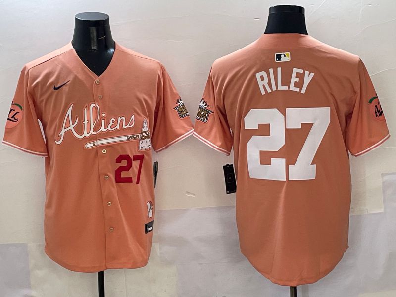 Men Atlanta Braves #27 Riley Orange Five generations Joint Name 2025 Nike MLB Jersey style 2->seattle mariners->MLB Jersey